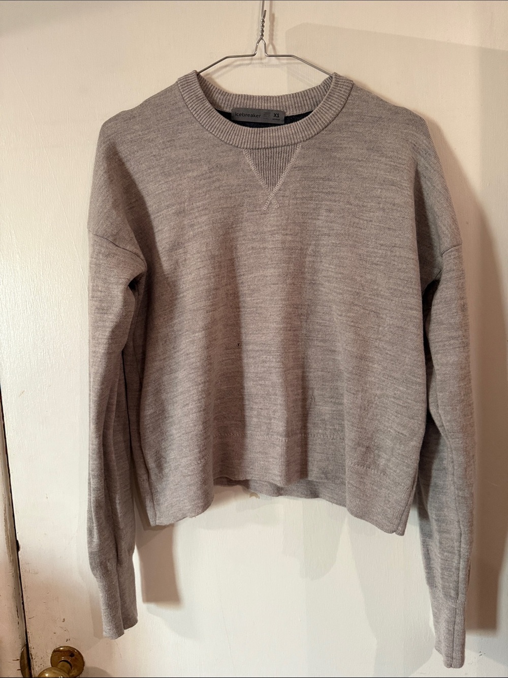 Icebreaker Light Heather Gray Crewneck Merino Pullover | Women's XS